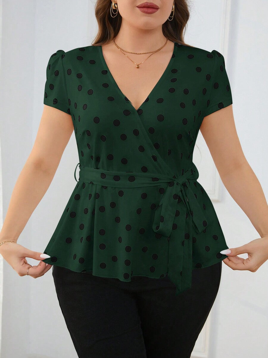 Blusa Feminina com Amarração Lateral Plus Size Verde Escuro