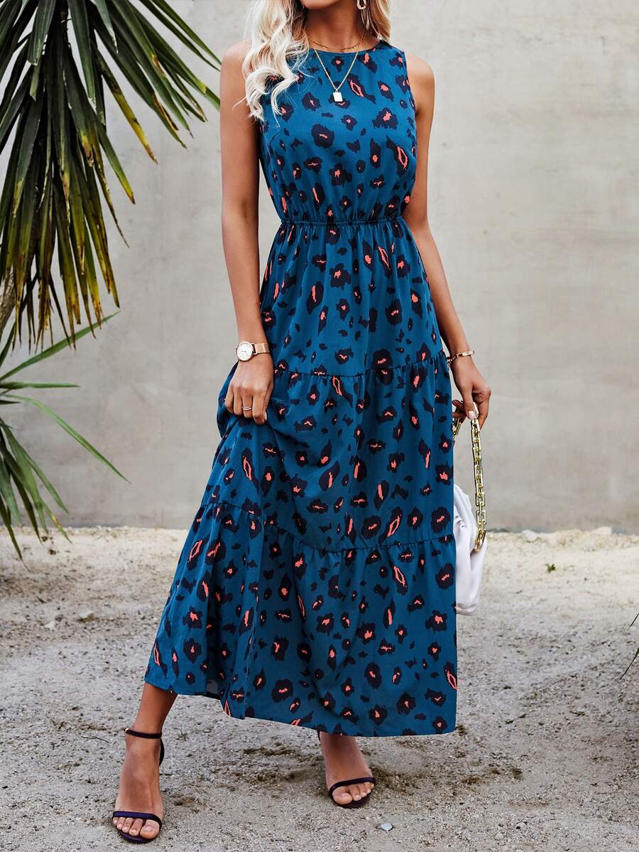 Vestido Feminino com Babado Azul Marinho