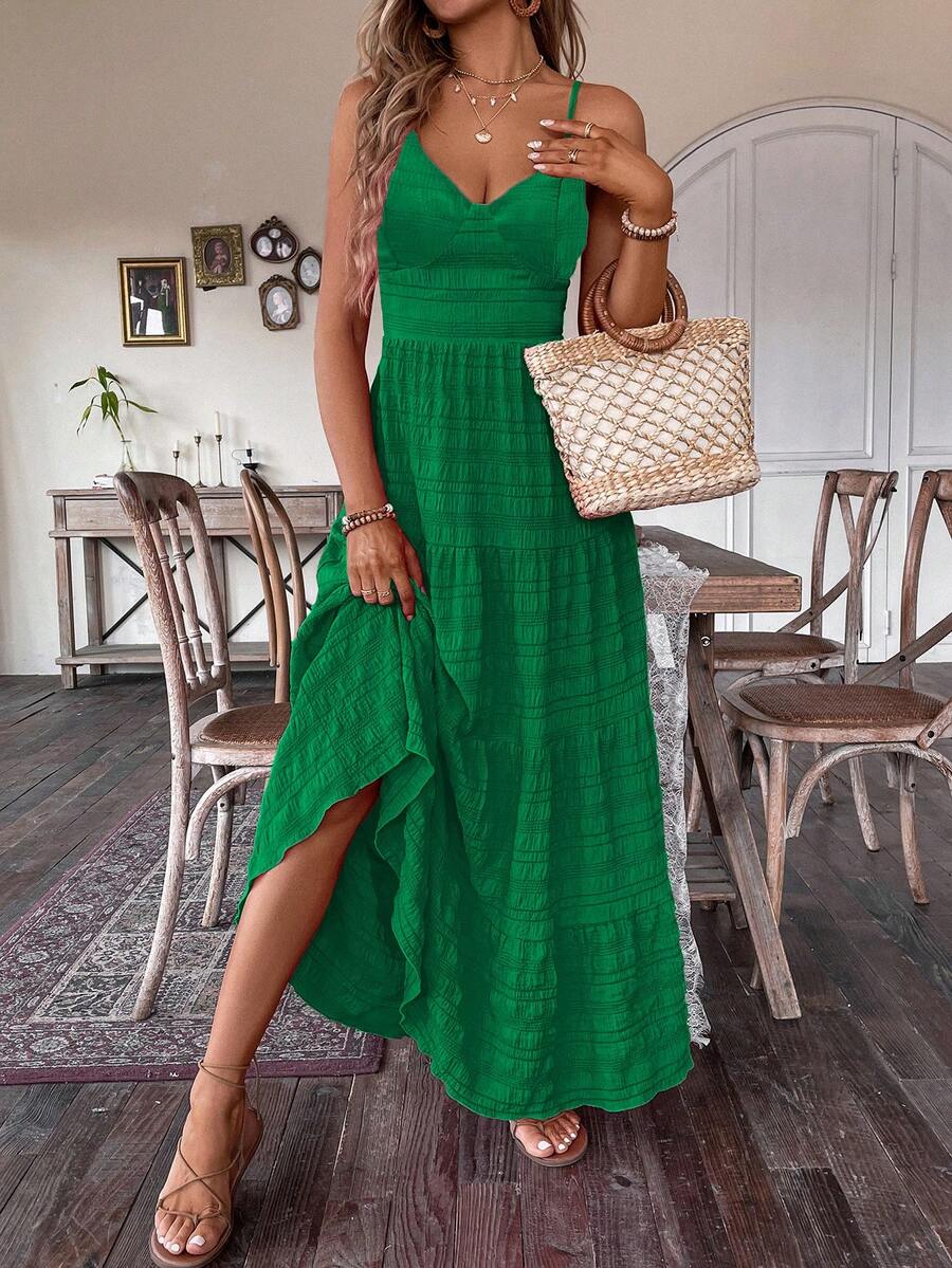 Vestido Feminino Costas Nuas com Amarração Verde Escuro