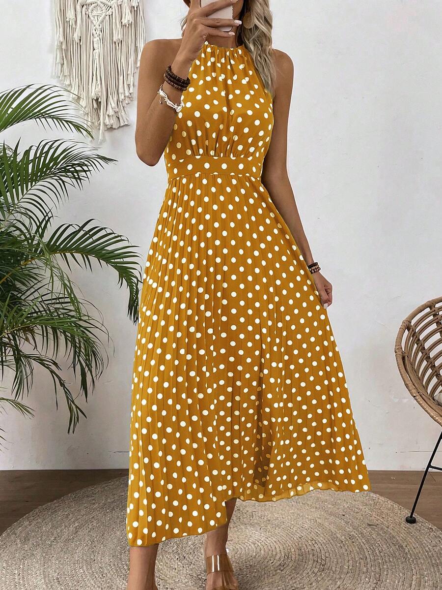 Vestido Feminino Longo Sem Mangas Amarelo