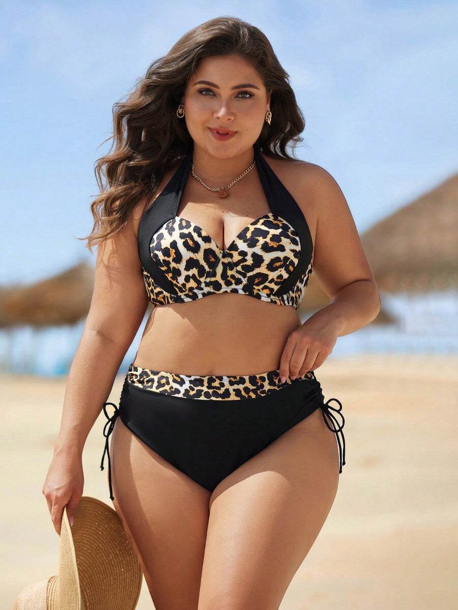 Biquíni feminino estampa leopardo louyse. Plus Size